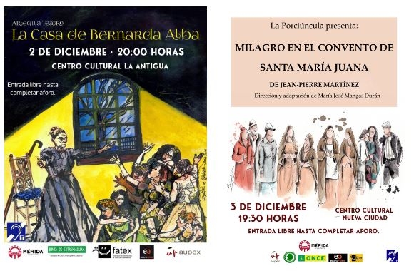 La Casa de Bernarda Alba y Milagro en el convento de Santa Maria Juana completan la programación de teatro amateur este fin de semana