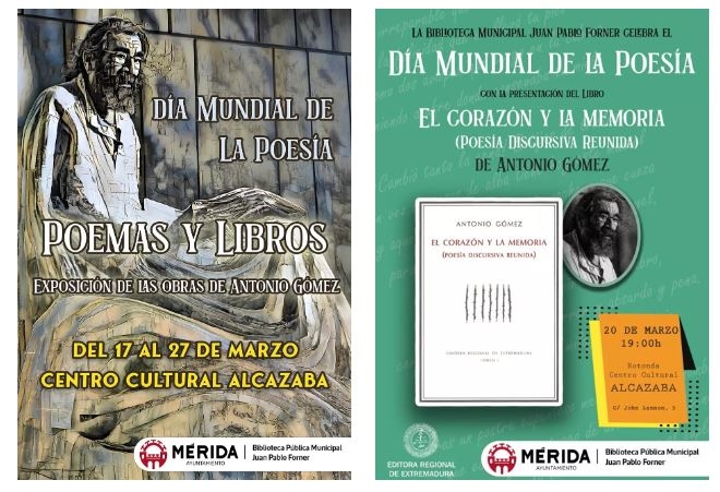 La biblioteca municipal celebra el Día Mundial de la Poesía con una exposición y la presentación de la última obra de Antonio Gómez