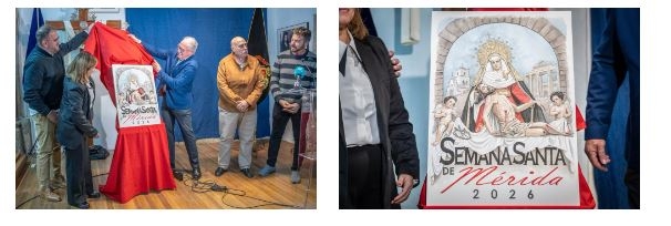 La Santísima Virgen de las Angustias, de la Cofradía Ferroviaria, protagonista del cartel anunciador la Semana Santa de Mérida 2026