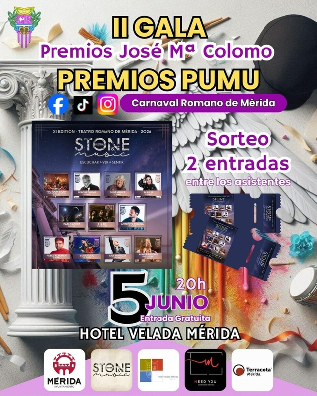 La II Gala de los “Premios PUMU” se traslada al Hotel Velada Mérida ante la gran acogida del público