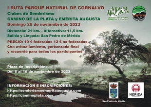 El Parque Natural de Cornalvo será el escenario de una ruta senderista el próximo 26 de noviembre