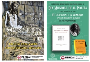 La biblioteca municipal celebra el Día Mundial de la Poesía con una exposición y la presentación de la última obra de Antonio Gómez
