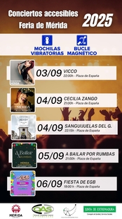 La Feria de Mérida 2025 será plenamente accesible y todos los conciertos programados en la Plaza de España 