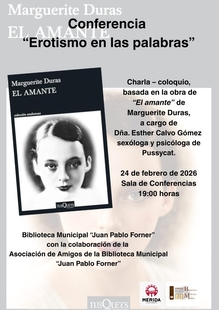 Charla coloquio en la Biblioteca Municipal sobre El amante de Duras a cargo de Esther Calvo