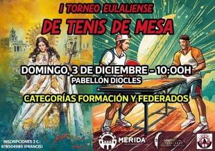 El Pabellón Diocles acoge el domingo el I Torneo Eulaliense de Tenis de Mesa